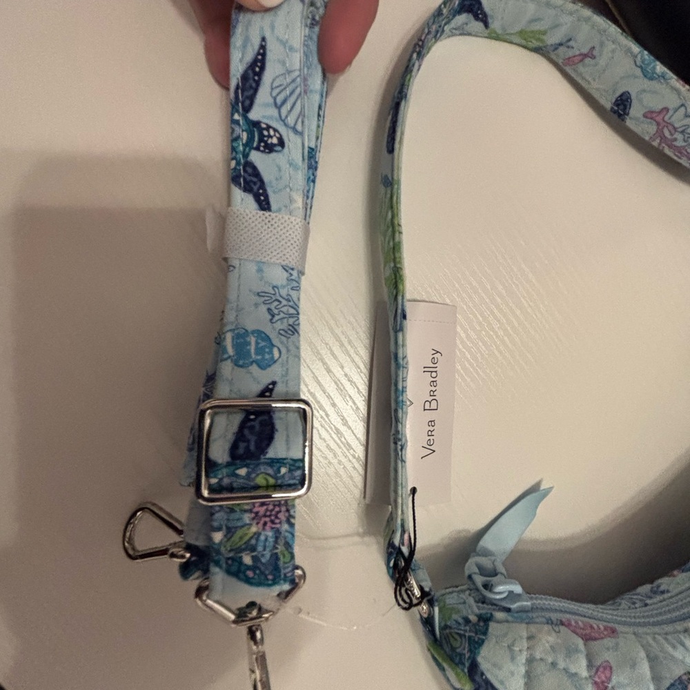 Vera Bradley Light Blue Quilted Shoulder Bag with Sea Turtle Print - Picture 13 of 16